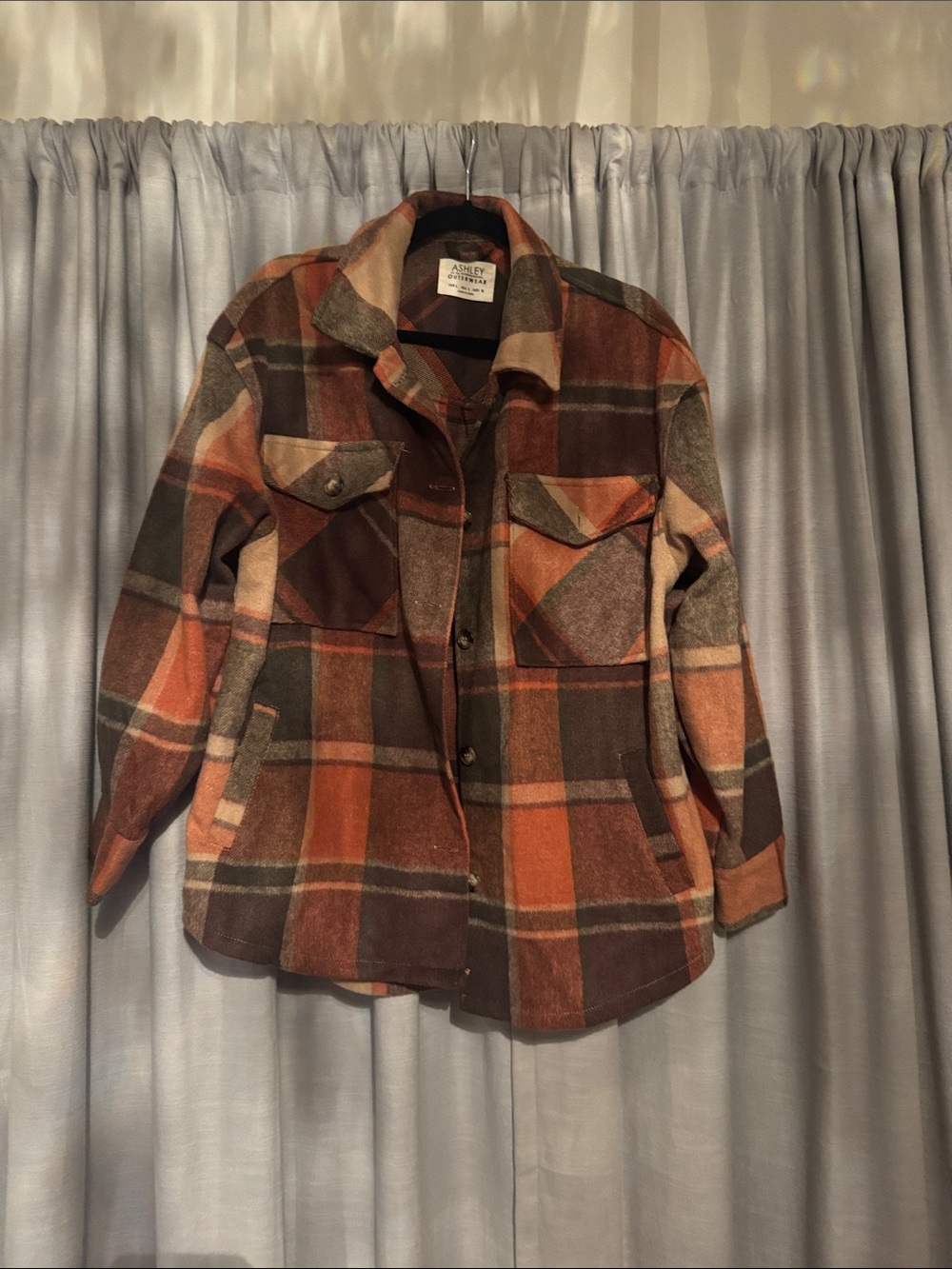 Plaid Utility Jacket in Brown & Rust